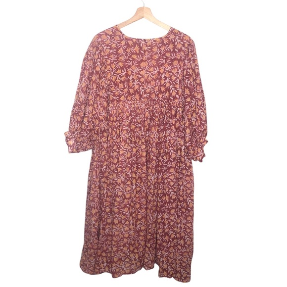 DAUGHTERS OF INDIA Kyra Midi Dress Sumac Cotton Block Print Beachy Boho 2XL XXL - Picture 7 of 9
